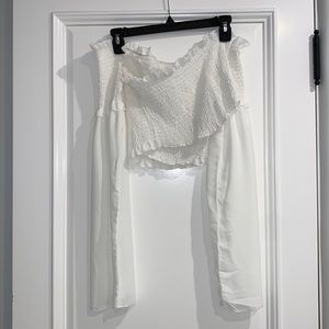 White off the shoulders long sleeve top